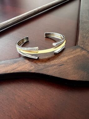 Mixed Metal Two-Tone Gold and Silver Cuff Bracelet - Women Jewelry